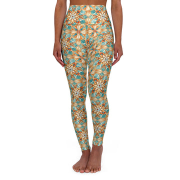 Arabic Tile Pattern High Waisted Yoga Leggings