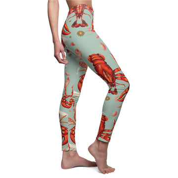 Fun Lobster Print Casual Leggings for Seafood Lovers