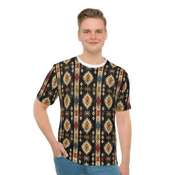 Men's Loose T-shirt - Bohemian Geometric Print for Casual Vibes