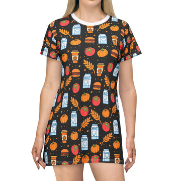 Harvest-Themed T-Shirt Dress for Fall Celebrations