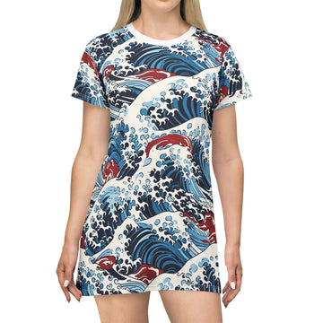 Japanese Wave T-Shirt Dress