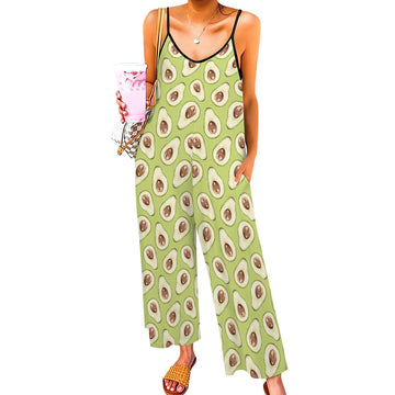 Avocado Pattern Casual Jumpsuit