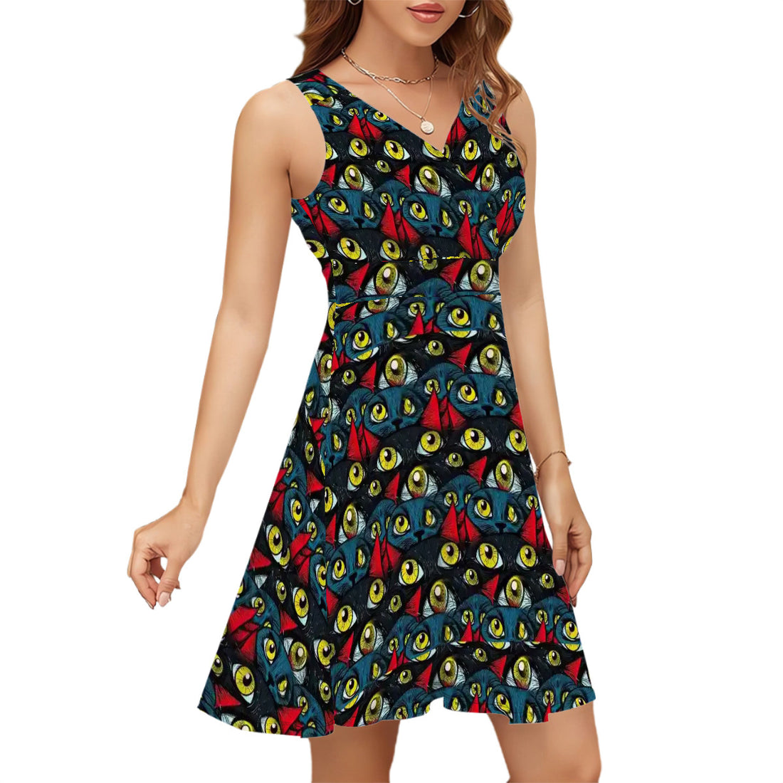 Sleeveless V Neck Dress