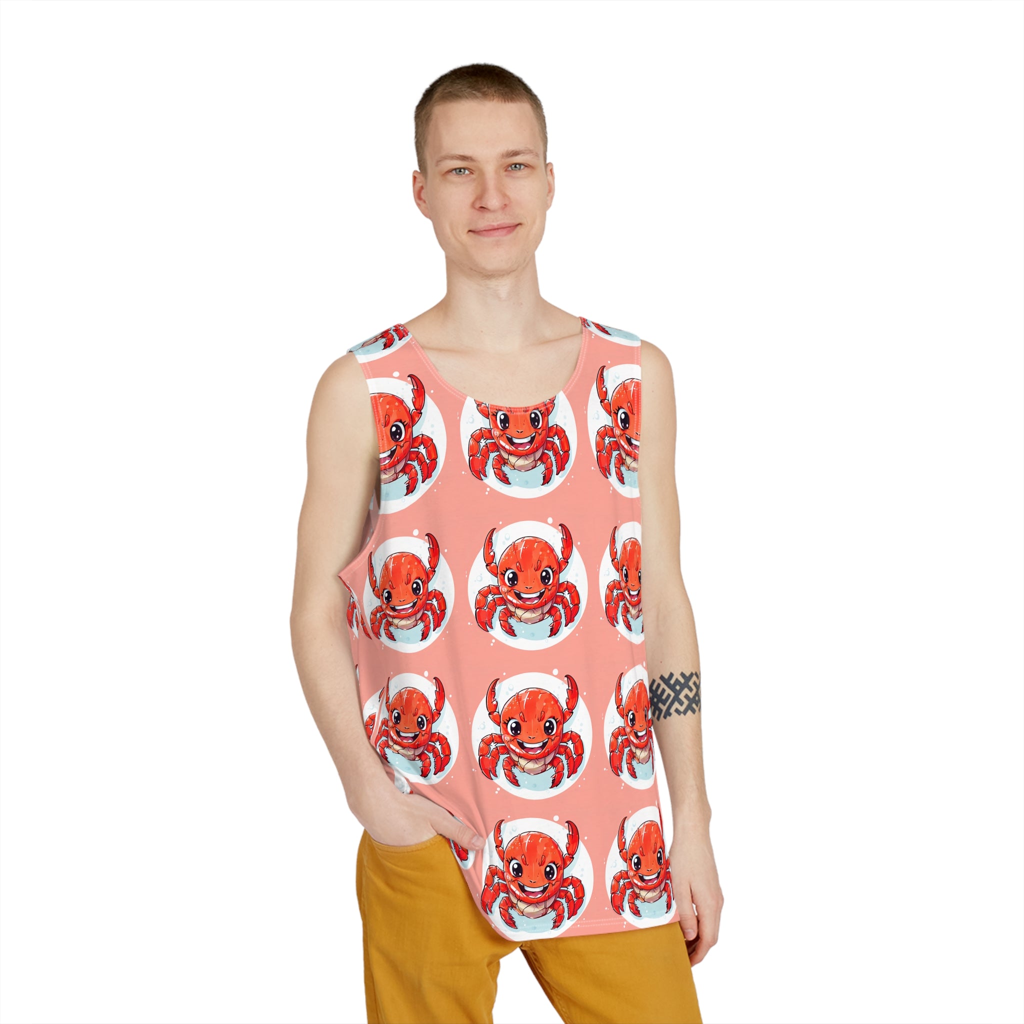 Cheerful Crab Men's Tank Top - Perfect for Beach Days & Summer Fun