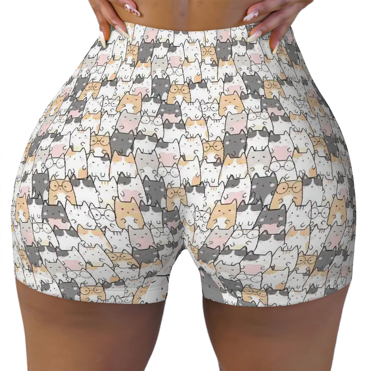Cat Pattern Athletic Shorts for Women