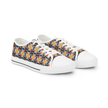 Colorful Geometric Men's Low Top Sneakers - Casual and Trendy Footwear