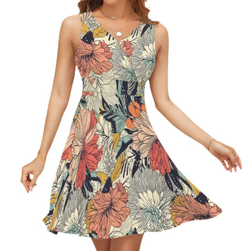 Sleeveless V Neck Dress