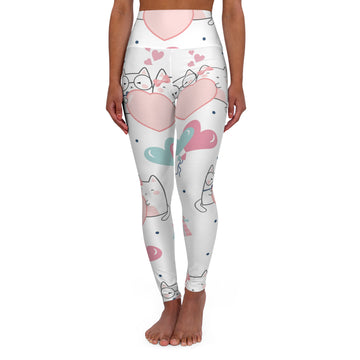 Cute Cat Print High Waisted Yoga Leggings for Comfort and Style