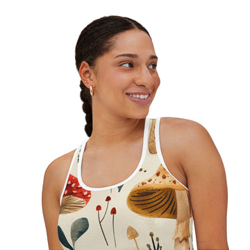 Whimsical Mushroom Print Women&#039;s Tank Top - Perfect for Summer Adventures