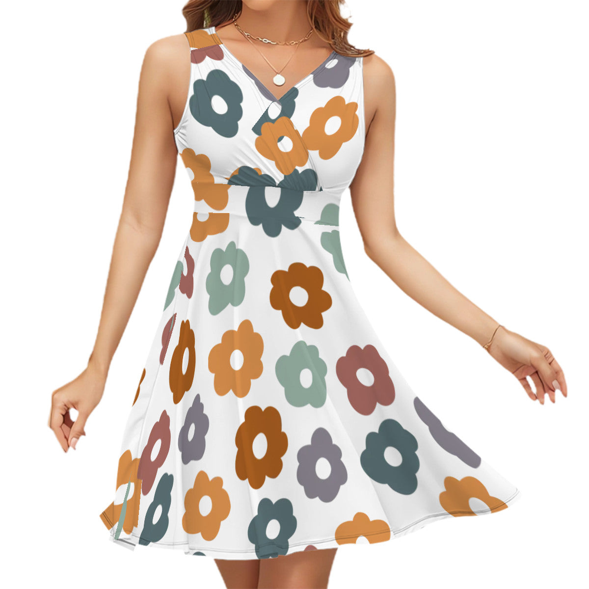 Sleeveless V Neck Dress