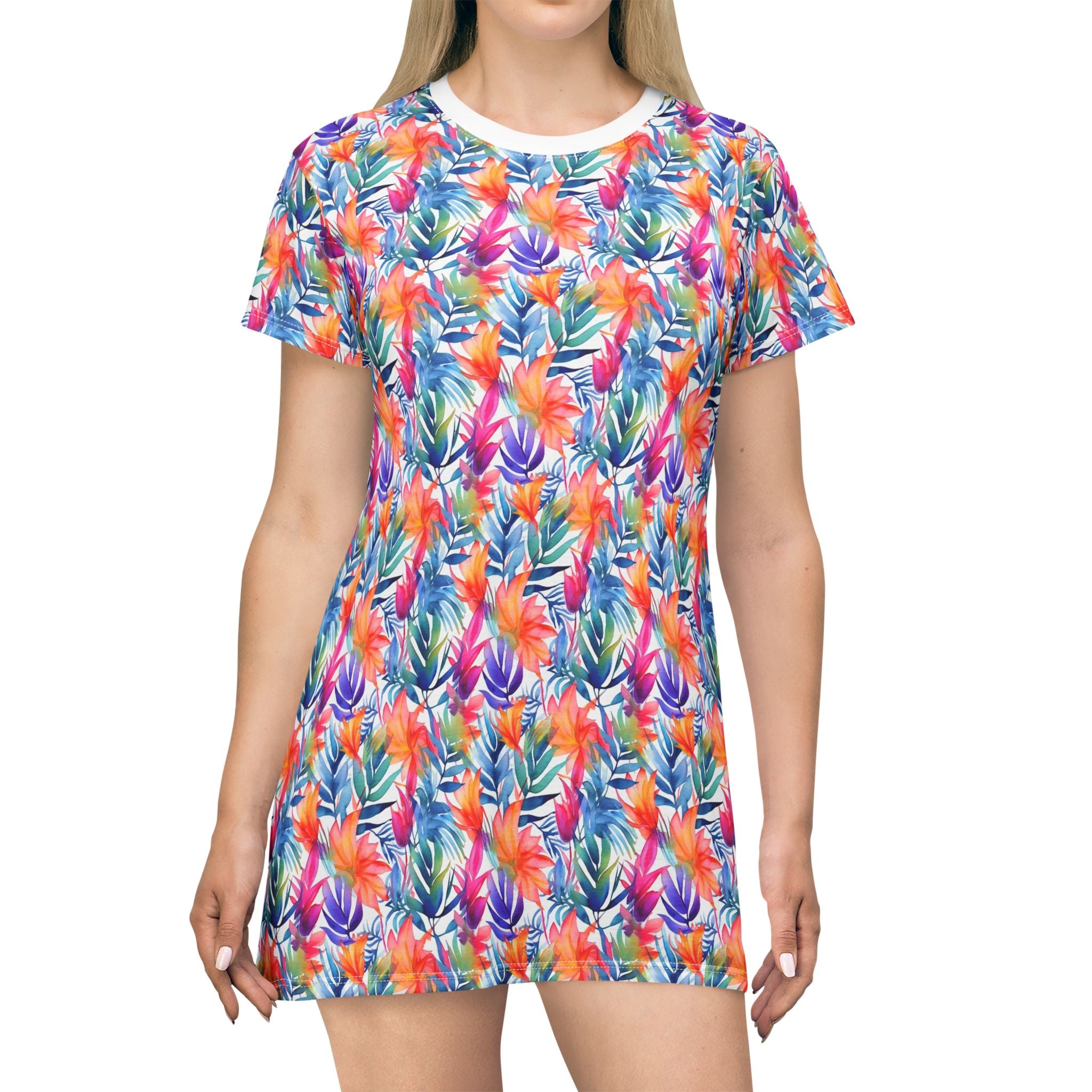 Colorful Flower T-Shirt Dress