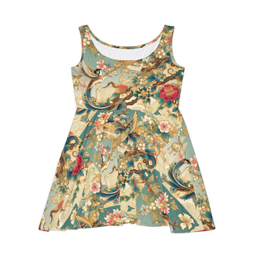 Botanical Elegance Women's Skater Dress – Floral Print for Spring Celebrations