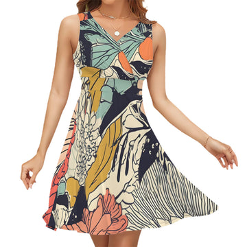 Sleeveless V Neck Dress