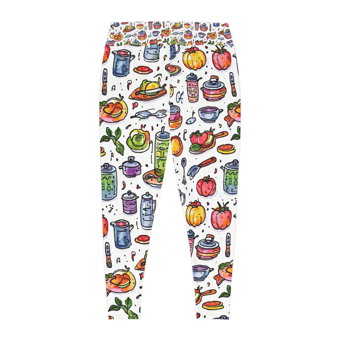 Colorful Kitchen-Themed Plus Size Leggings for Food Lovers