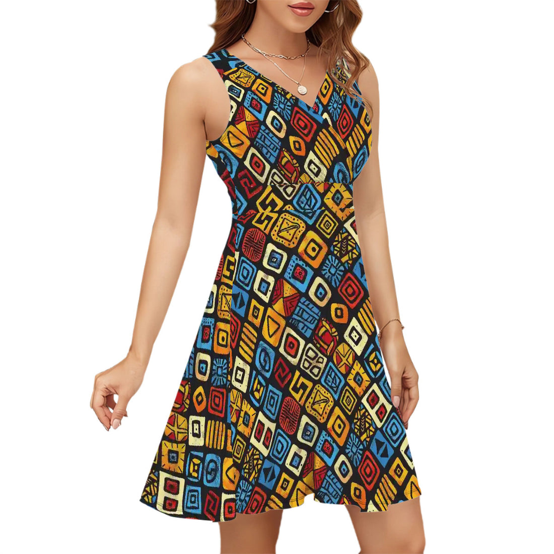 Sleeveless V Neck Dress