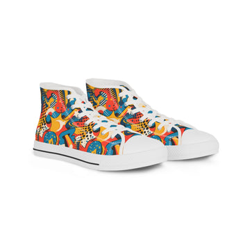 Vibrant Men's High Top Sneakers | Colorful Pattern for Creative Souls