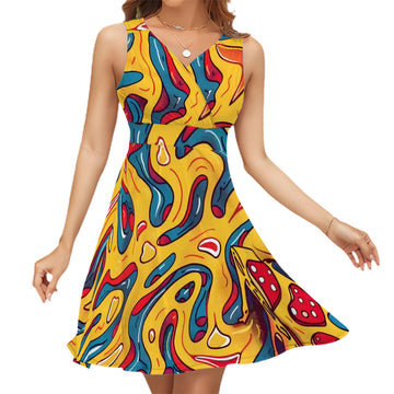 Sleeveless V Neck Dress