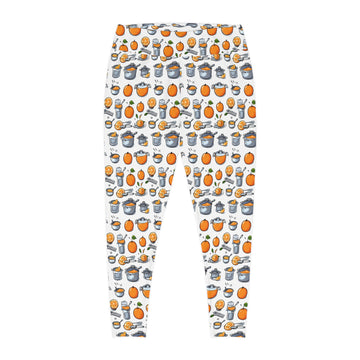 Whimsical Kitchen Plus Size Leggings - Fun Cooking & Baking Orange Design