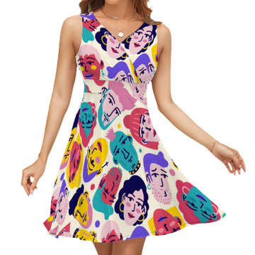Sleeveless V Neck Dress