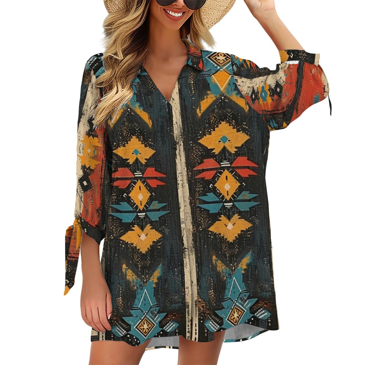 Women's Cardigan Shirt ThreeQuarter Sleeve neuridce Mix stape
