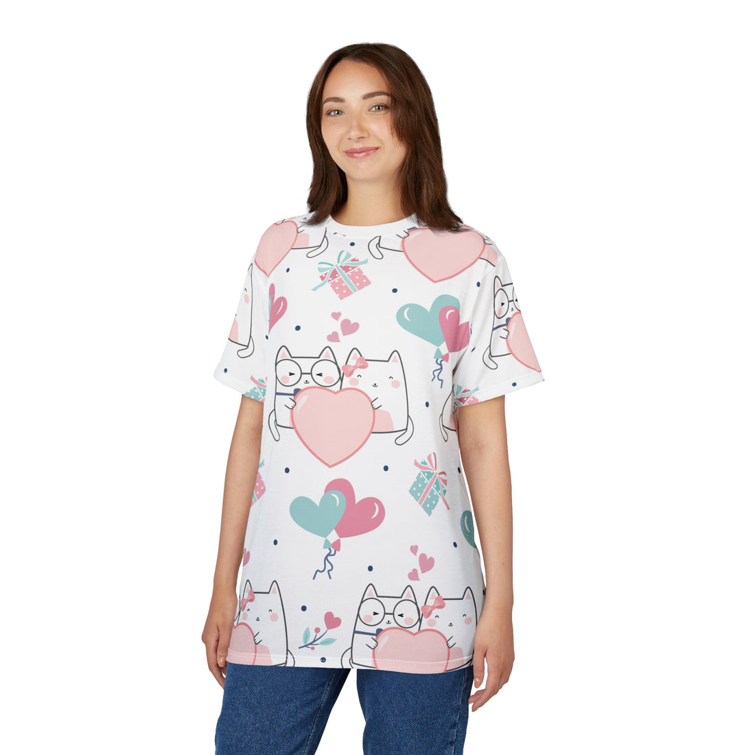 Cute Cat Love Unisex Tee - Perfect for Valentine's Day & Pet Lovers