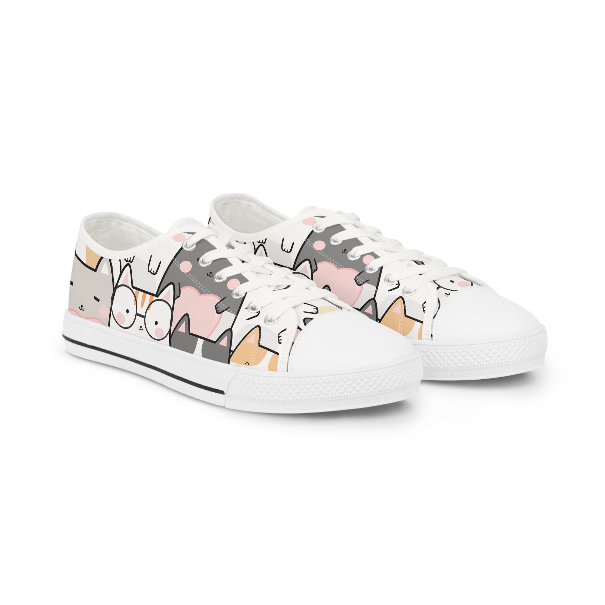 Playful Cat Graphic Men's Low Top Sneakers