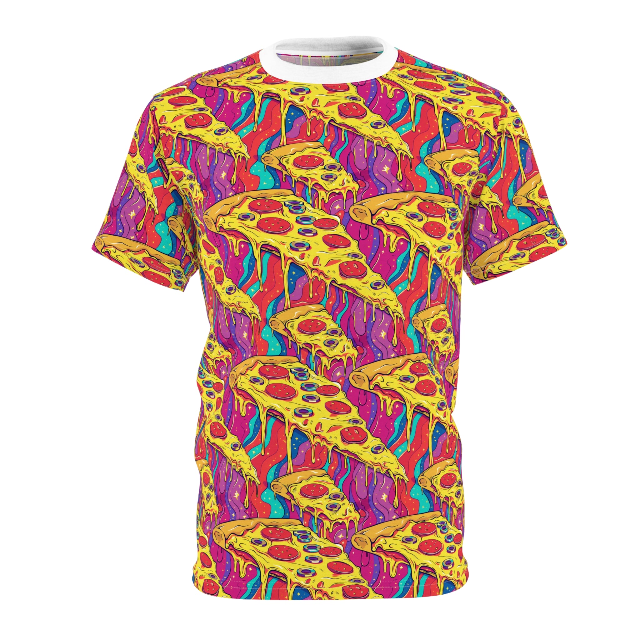 Colorful Pizza Slice Unisex Cut & Sew Tee - Fun and Whimsical Summer Wear