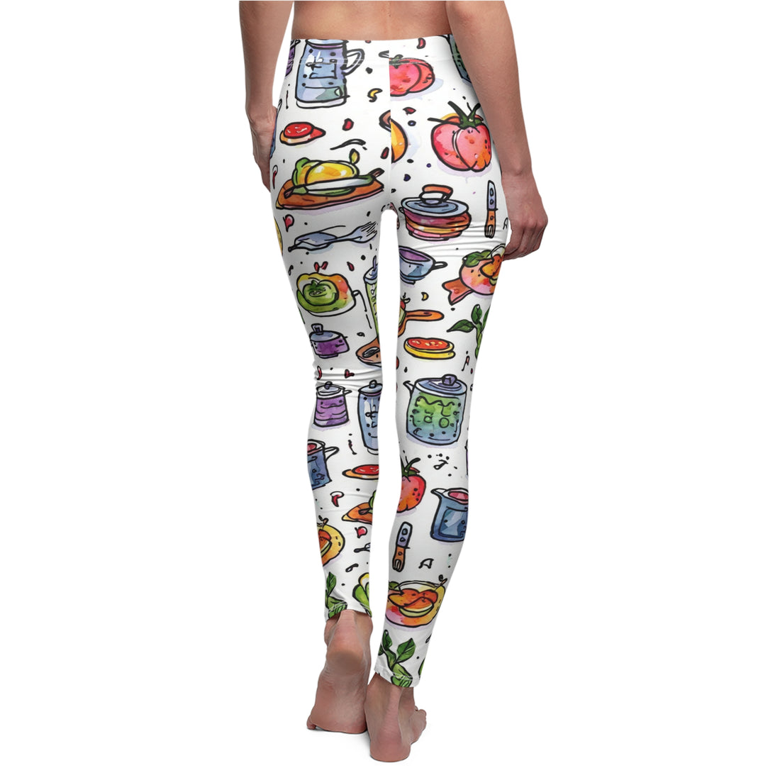 Colorful Culinary-Themed Women's Casual Leggings - Fun Food Print