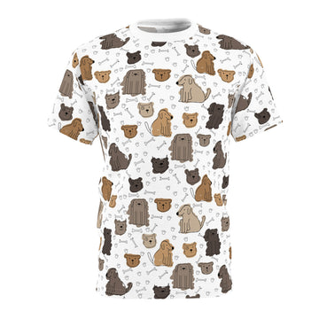 Playful Pet Lover's Unisex Tee - Cute Dog and Bone Design