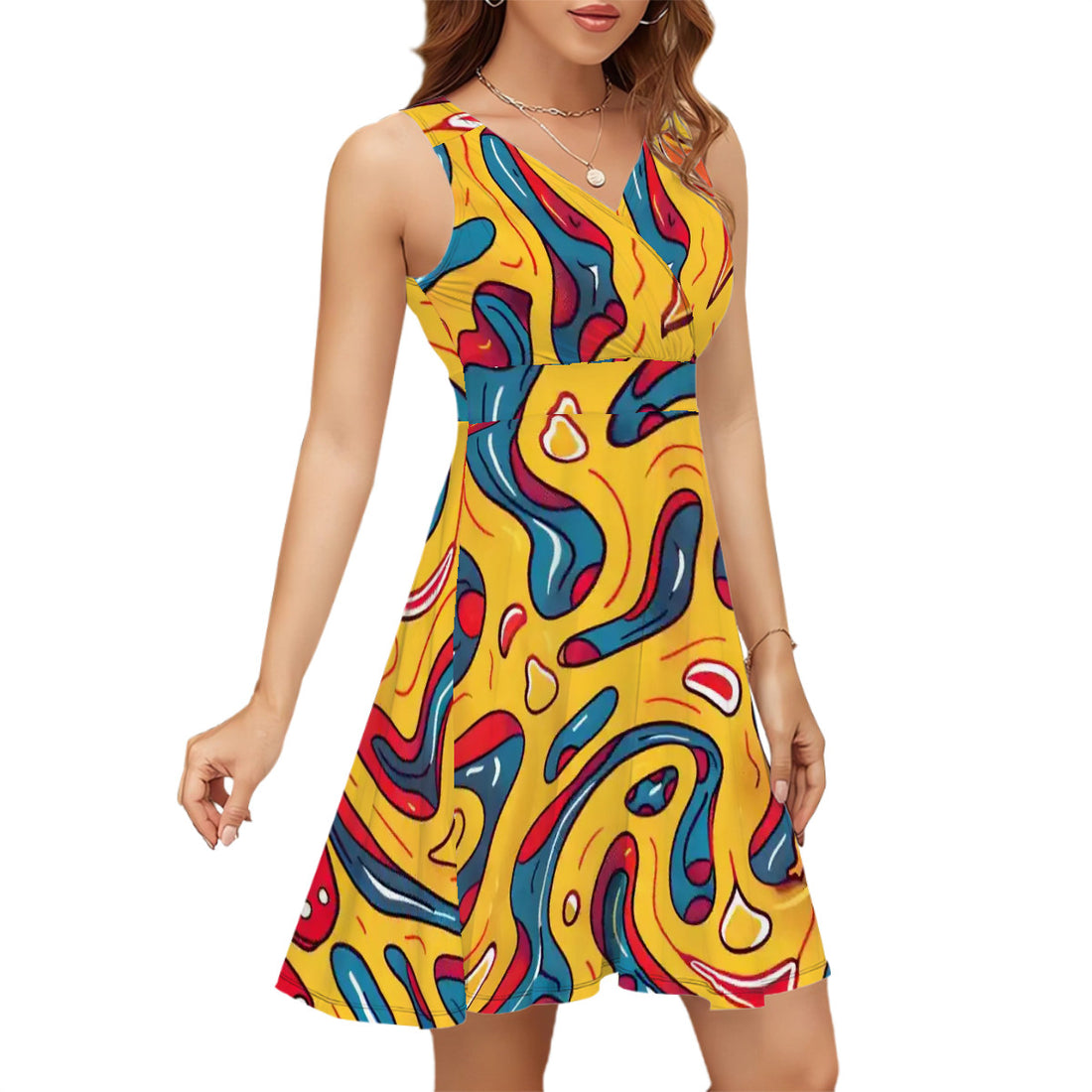 Sleeveless V Neck Dress