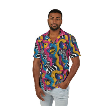 Vibrant Jungle Print Hawaiian Camp Shirt for Men - Perfect Summer Style
