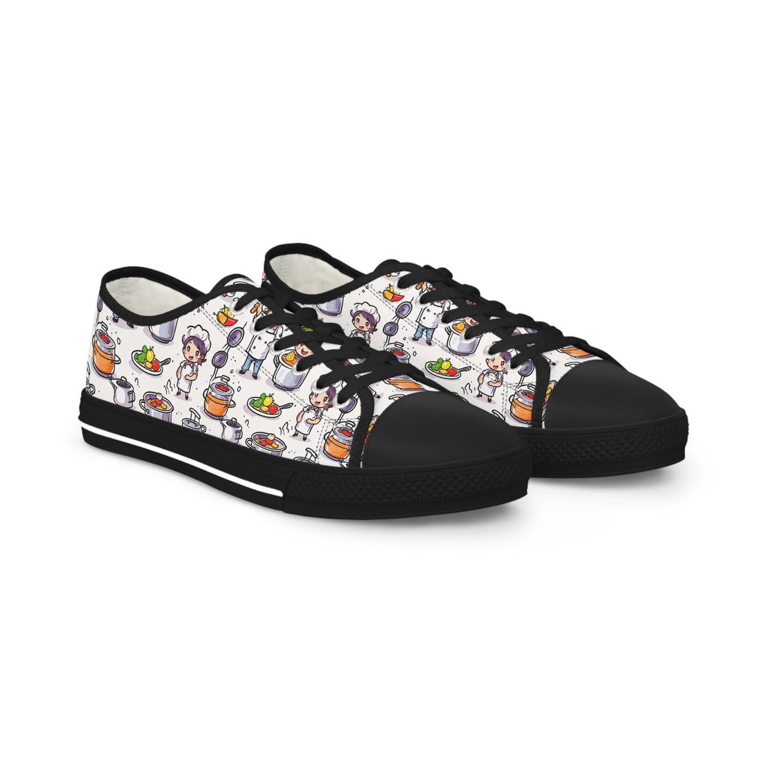 Chef Cartoon Low Top Sneakers for Foodie Fun