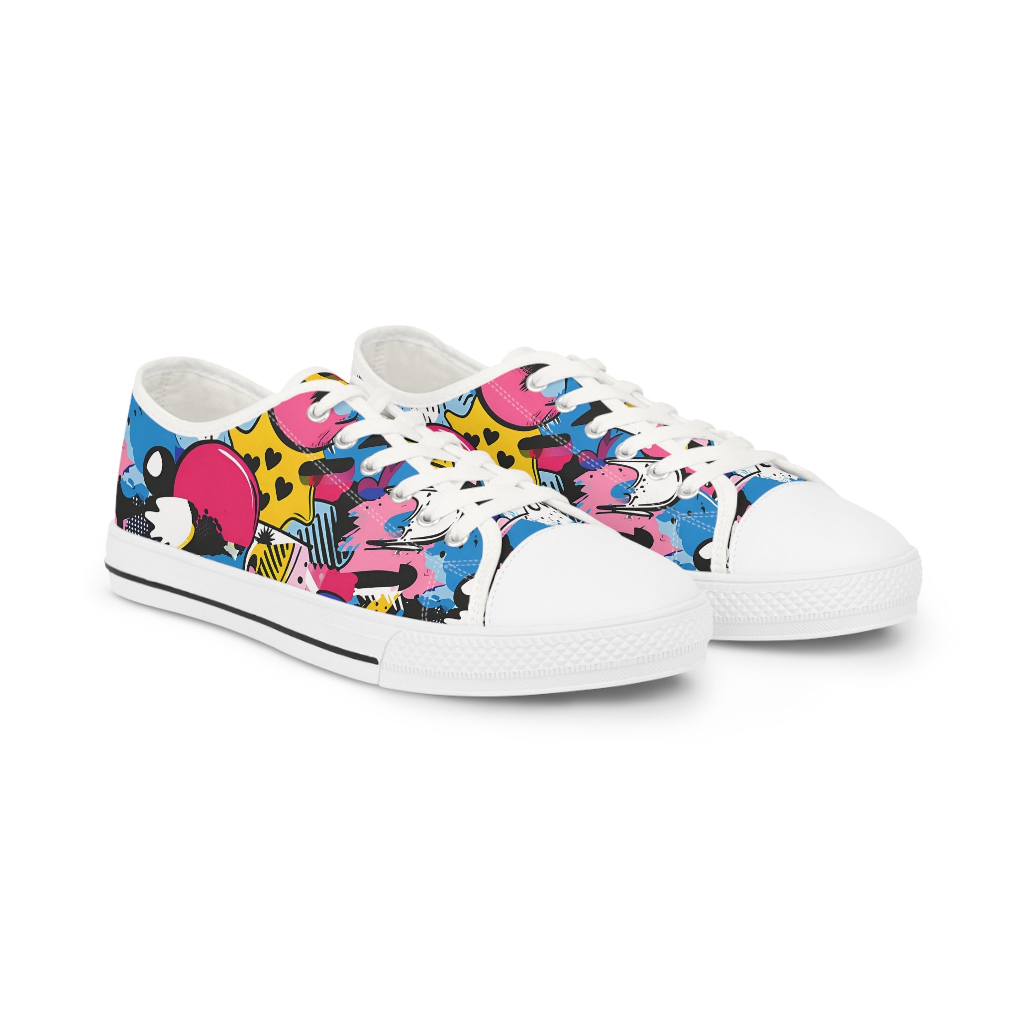 Men's Low Top Sneakers - Vibrant Abstract Design for Casual Style