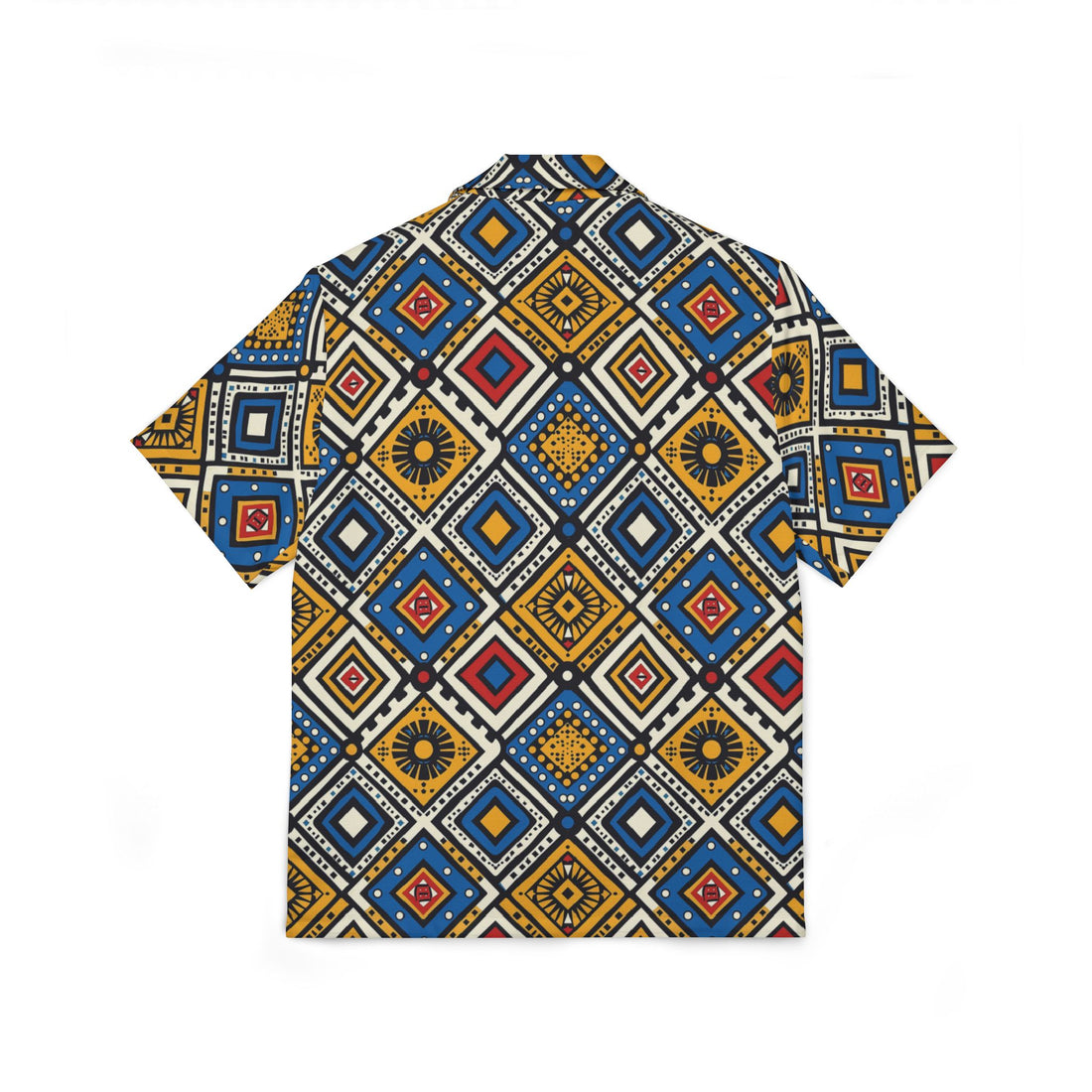 Stylish Men's Hawaiian Camp Shirt - Vibrant Geometric Print for Summer Vibes