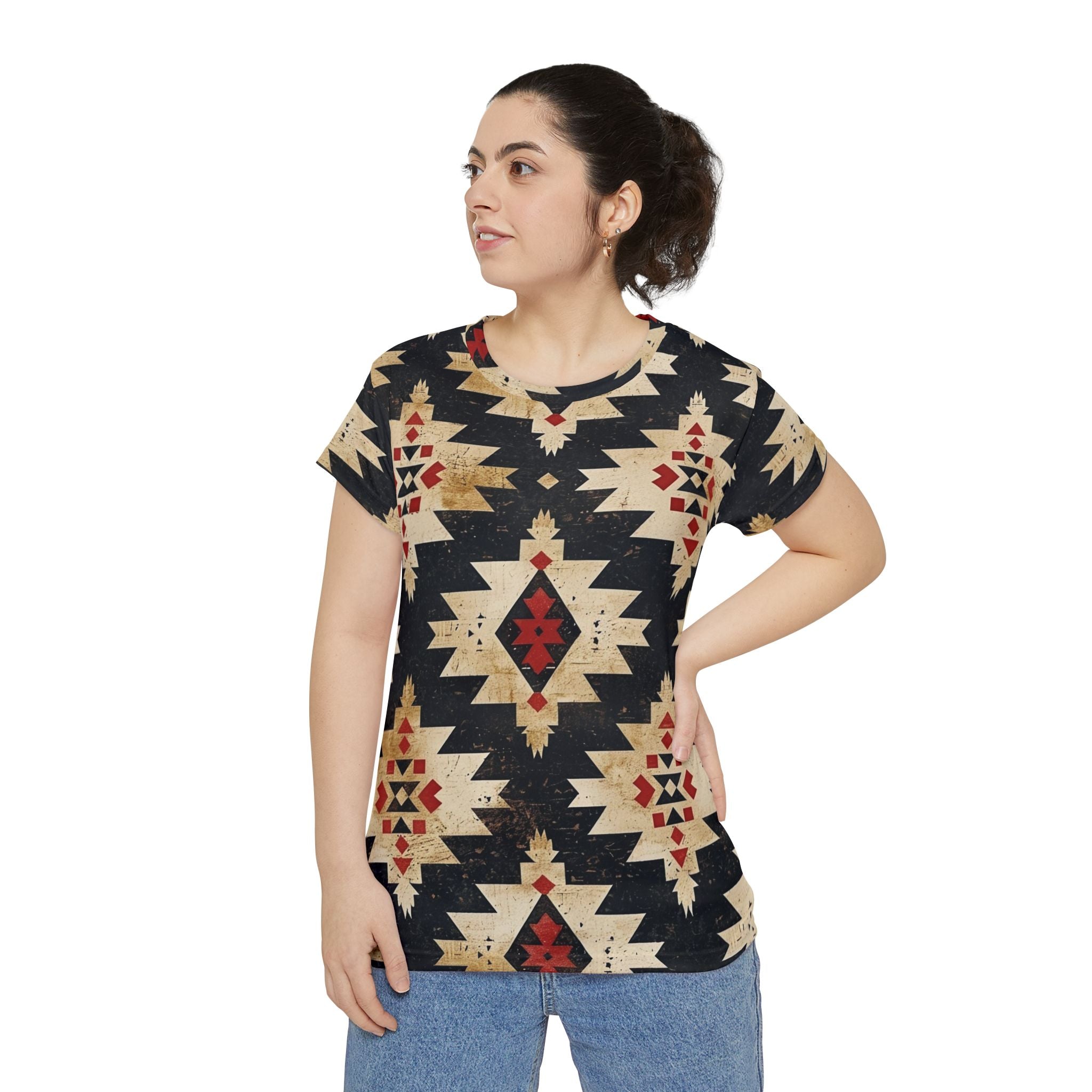 Azeteca style Pattern Women's Short Sleeve Shirt