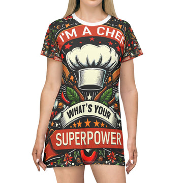 Chef Superpower T-Shirt Dress - Perfect Gift for Food Lovers and Culinary Enthusiasts