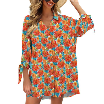 Women's Cardigan Shirt ThreeQuarter Sleeve Pattern background