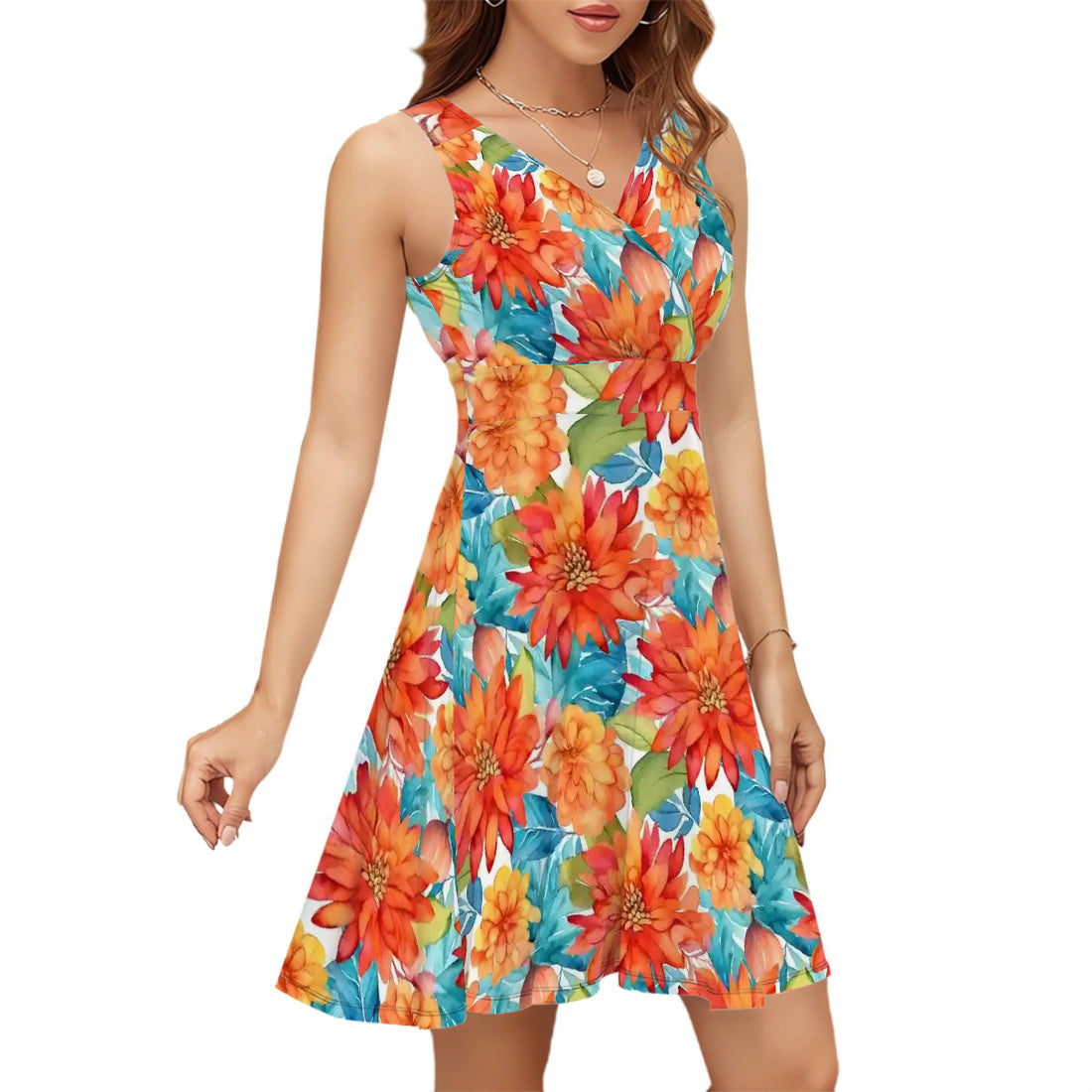 Sleeveless V Neck Dress