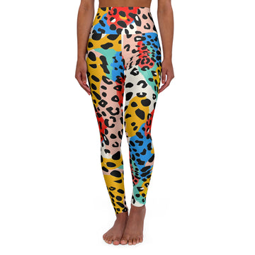 High Waisted Yoga Leggings Fun Colorful Leopard Print