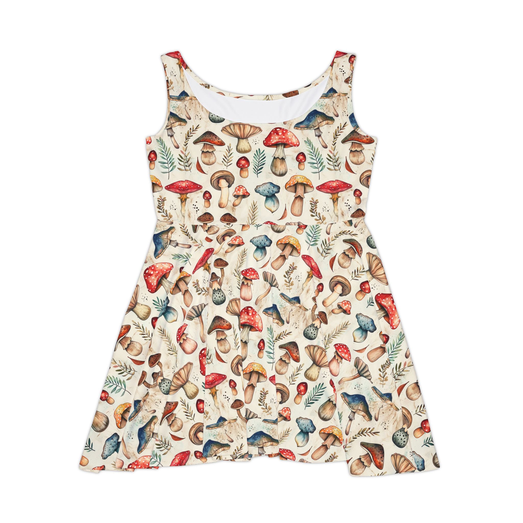 Boho Mushroom Print Skater Dress for Women - Perfect for Summer Parties and Festivals