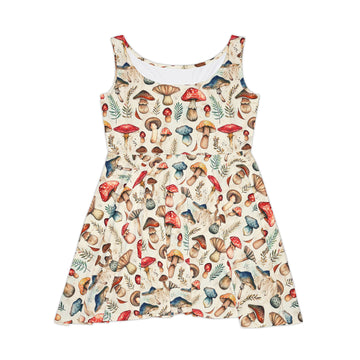 Boho Mushroom Print Skater Dress for Women - Perfect for Summer Parties and Festivals