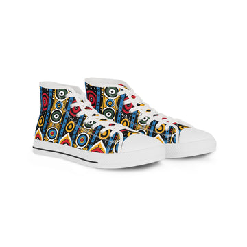 Colorful Patterned High Top Sneakers - Unique Streetwear for Trendsetters