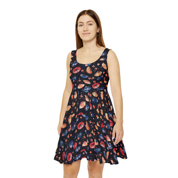 Elegant Japanese Unbrella Floral Skater Dress