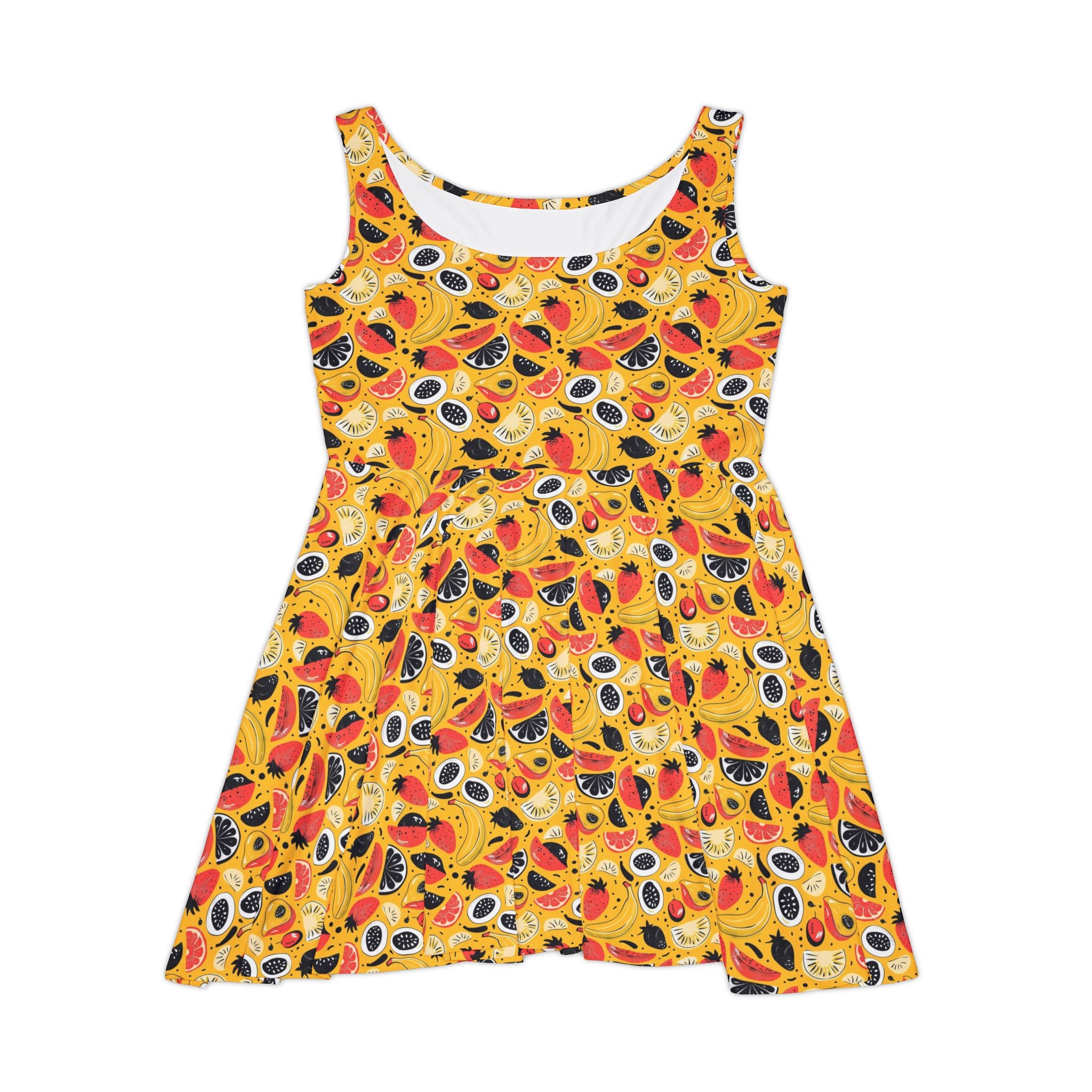 Tropical Fruit Print Women's Skater Dress - Summer Vibes & Fun Style