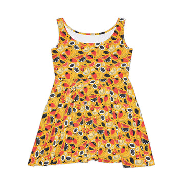 Tropical Fruit Print Women's Skater Dress - Summer Vibes & Fun Style
