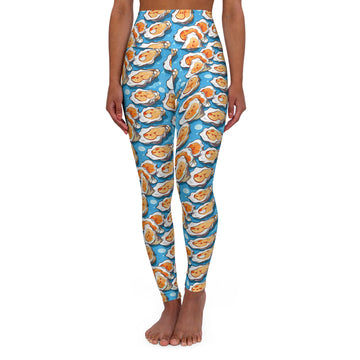 Fun Oyster High Waisted Yoga Leggings - Eggcellent Comfort for Fitness and Leisure