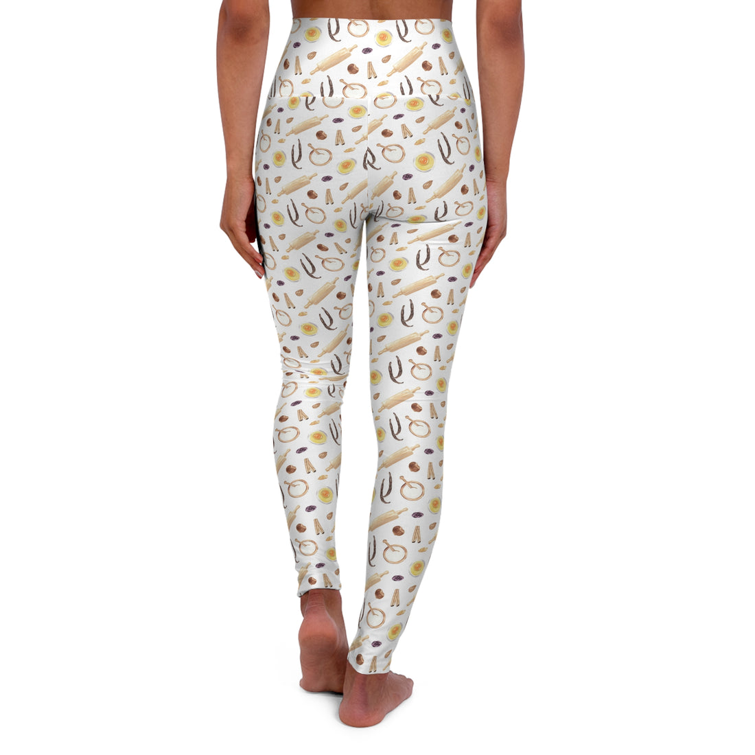 Elegant High Waisted Yoga Leggings - Gold Accents, Workout & Wellness Gear
