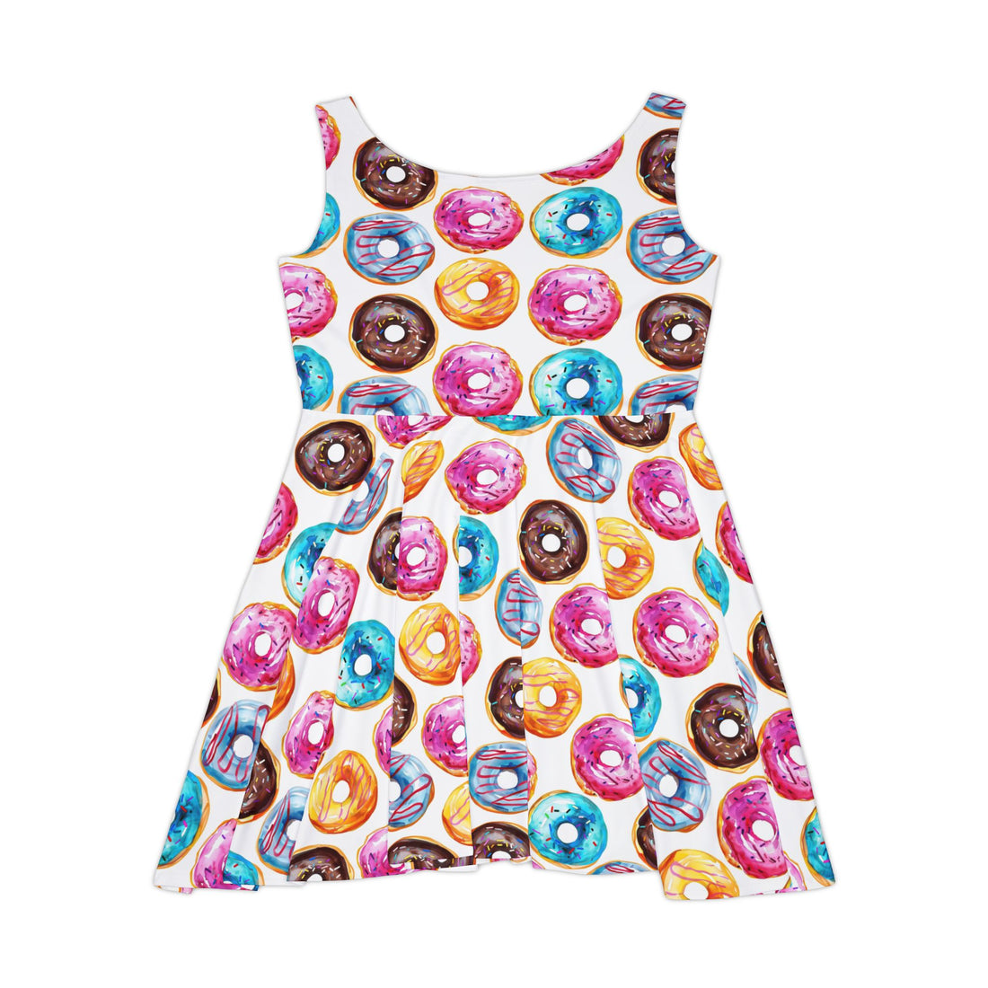 Fun Donut Print Women's Skater Dress - Perfect for Summer Parties & Casual Outings