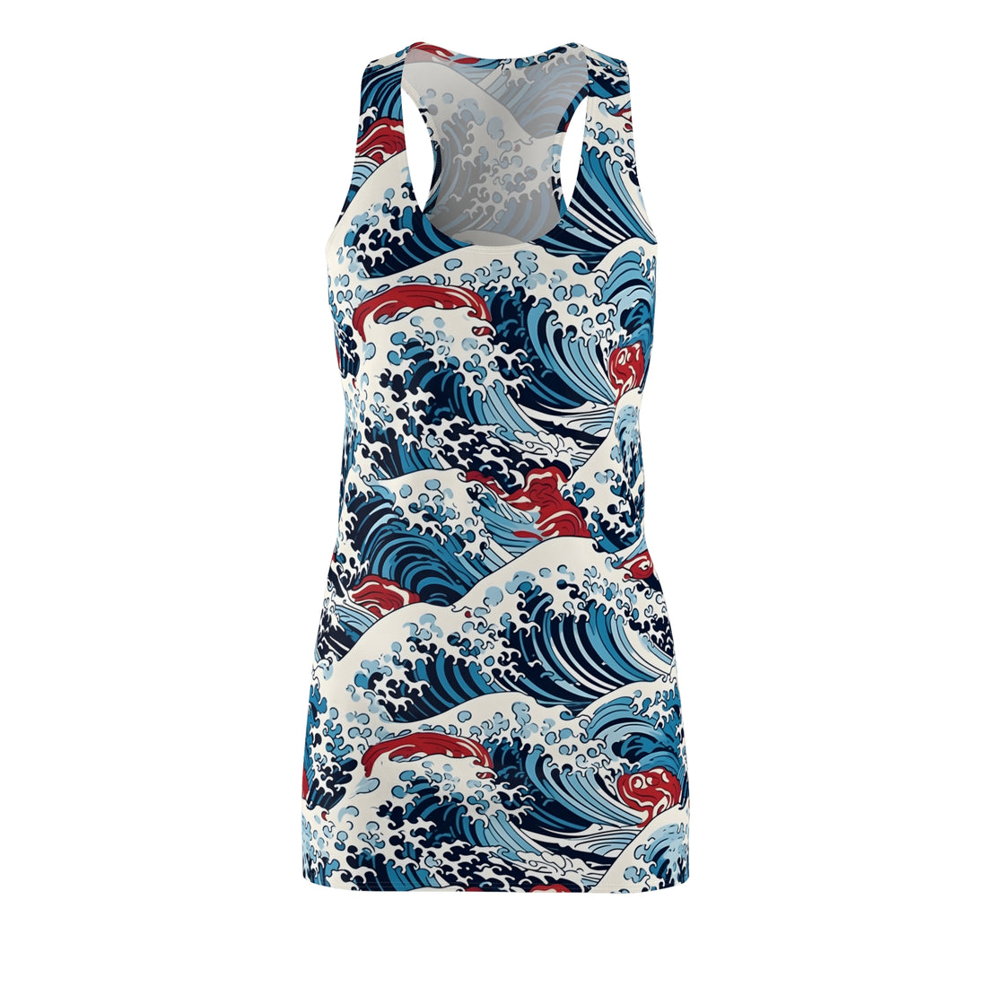 Women's Cute Wave Cut & Sew Racerback Dress