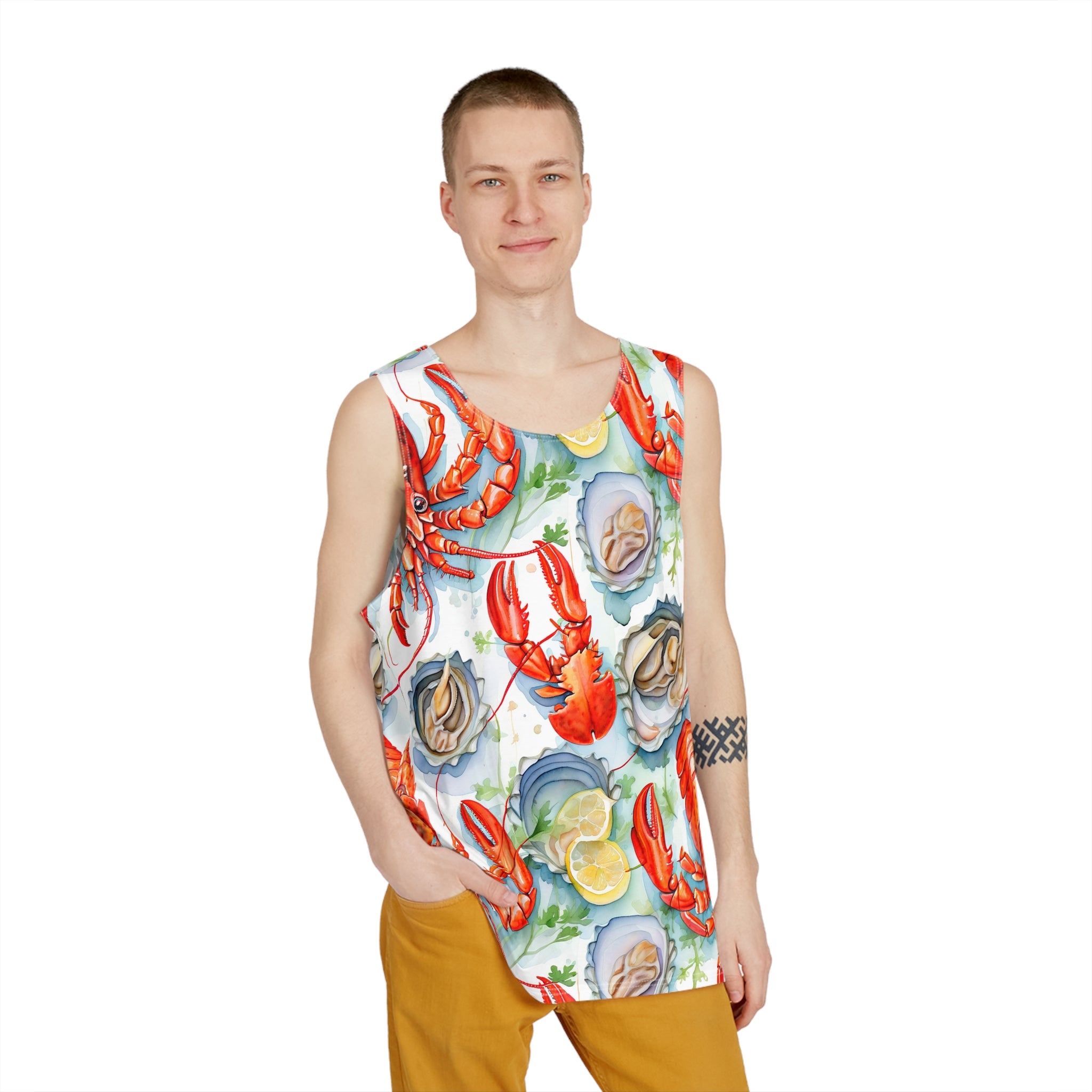 Lobster Feast Men's Tank Top | Colorful Seafood Design